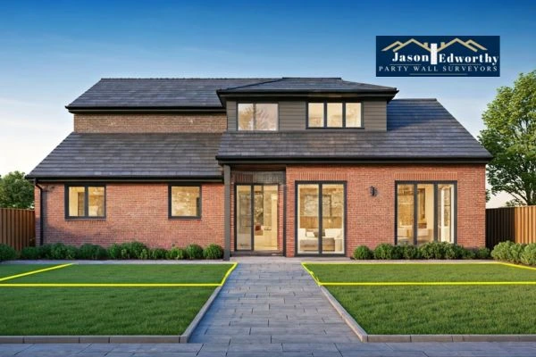 Home extension focusing on boundary line Southend-on-Sea